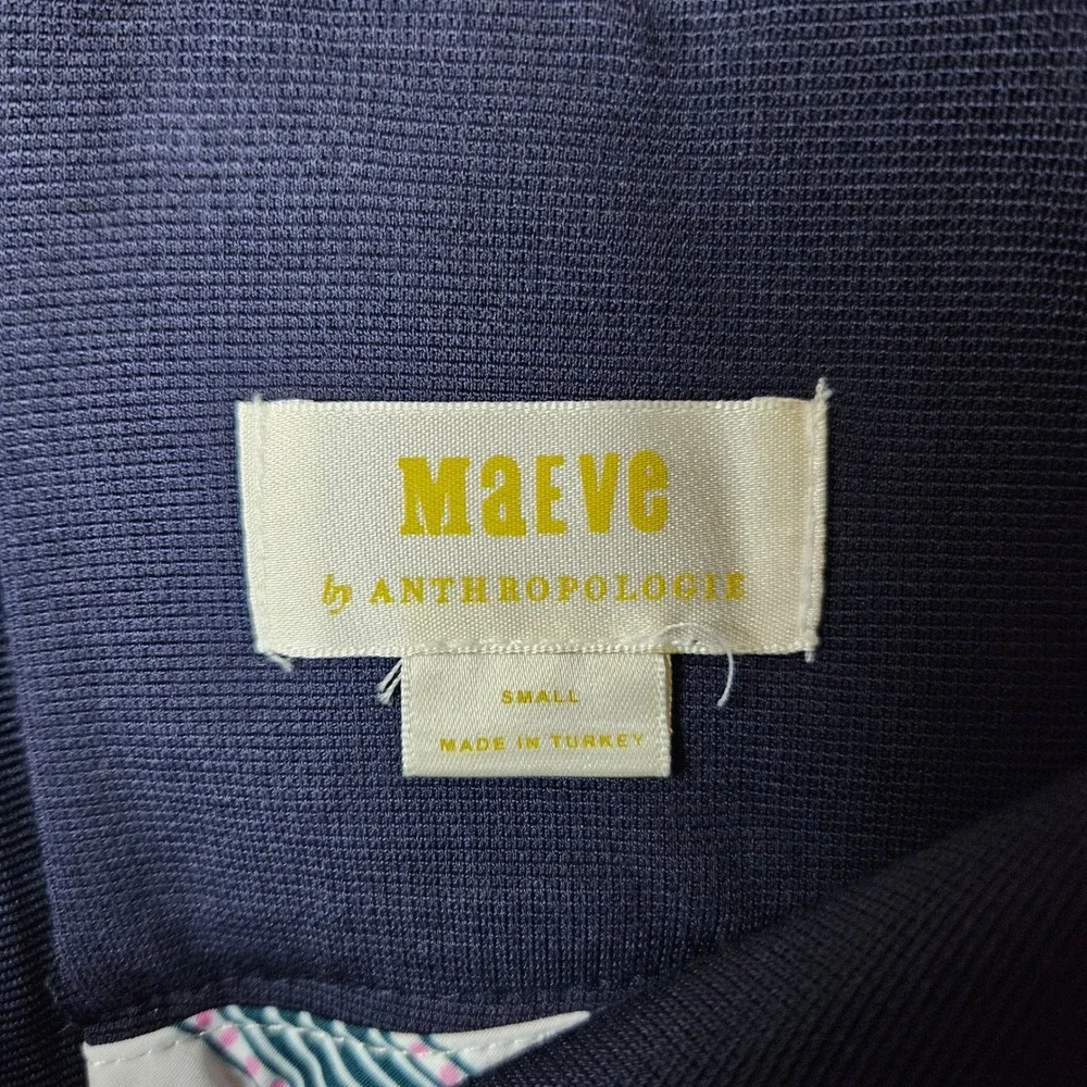 Maeve Anthropologie Navy Blue Textured Knit Mini Skirt Pockets‎ Small